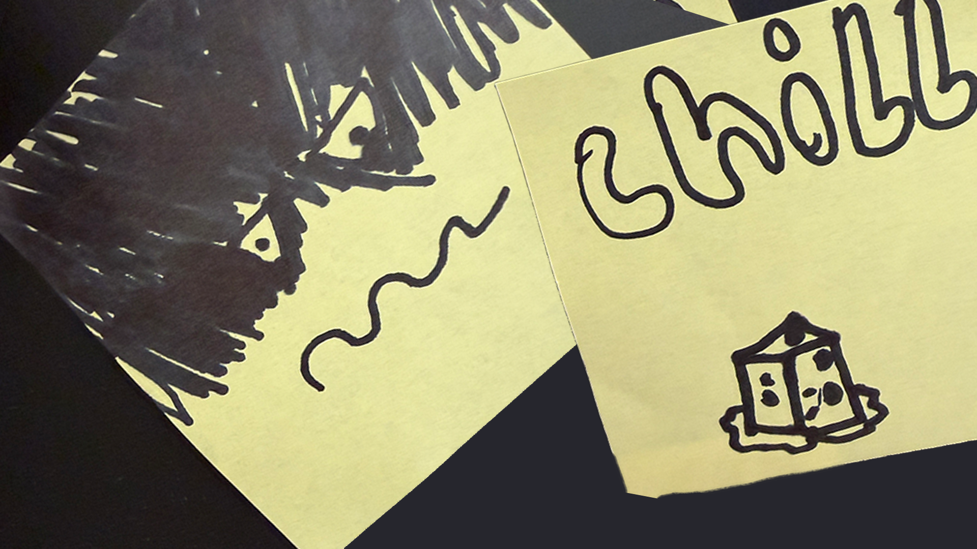 Kids drawing on sticky notes